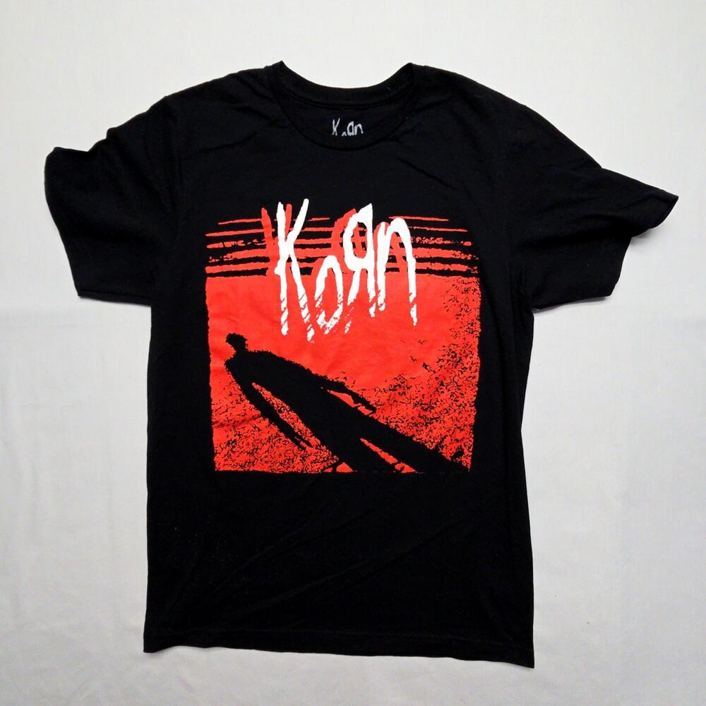 Korn Band Graphic Tee Black Red Mens Small 100% Cotton Rock T-Shirt